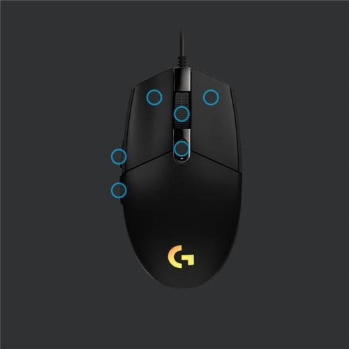 ORIGINALE Logitech Accessori per computer nero 910-005796 G203 Gaming Maus USB, 6 pulsanti, 200 - 8000 DPI, RGB, 2.1 m, 62.15 x 116.6 x 38.2 mm, 85 g 910-005796 G203 Gaming Maus EAN 5099206089167