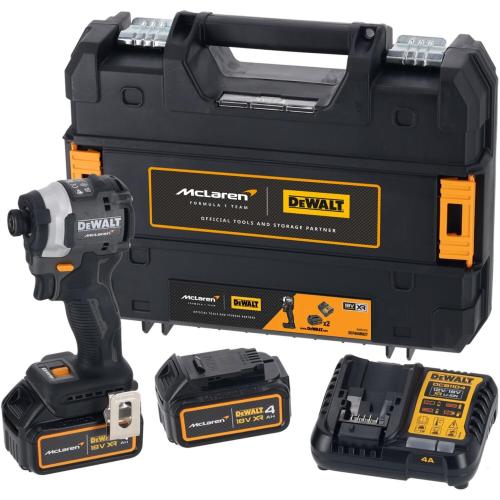 Avvitatore a impulsi a batteria DeWalt DCF85MP2T-QW da 1/4", 205 Nm, 3250 giri/min, 3800 colpi/min, 2 batterie da 5 Ah agli ioni di litio da 18 V con custodia.    