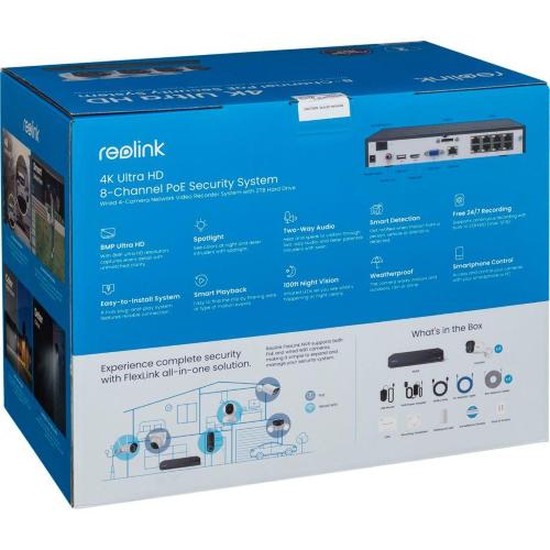 REOLINK NVS8-8MB4 4K 8-CHANNEL CAMERA SYSTEM MOD. PS4KB01-8 EAN 6975253983322