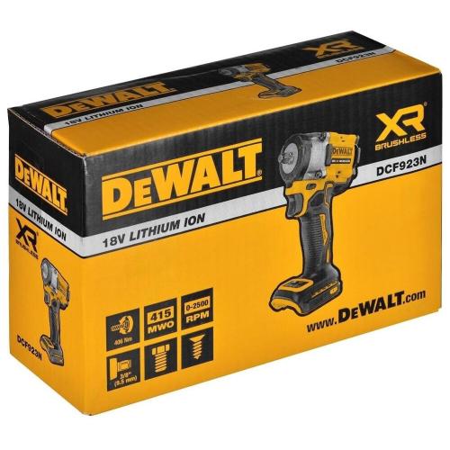 Avvitatore a impulsi a batteria DeWalt DCF923N-XJ da 3/8", 2500 giri/min, 3550 colpi/min, solo, 18 V agli ioni di litio.    