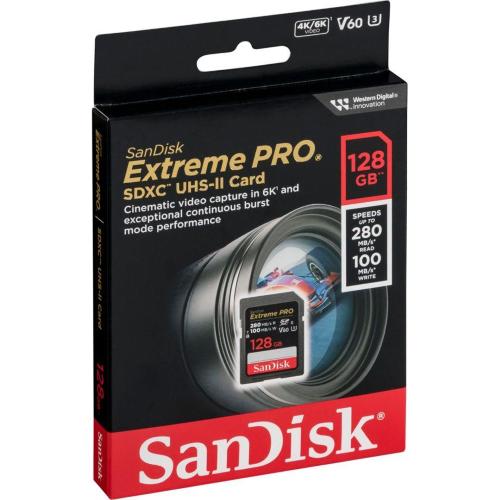 SANDISK EXTREME PRO SDXC 128GB UHS-II C10 U3 V60 MOD. SDSDXEP-128G-GN4IN EAN 0619659202132