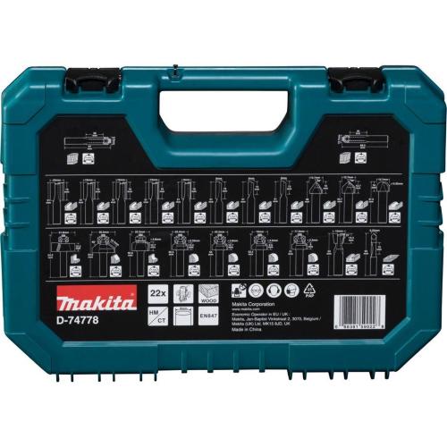 MAKITA SET DI FRESE 8MM 22 PZ. MOD. D-74778 EAN 0088381590228