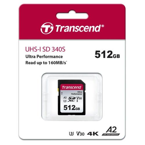 TRANSCEND SDXC 340S 512GB CLASS 10 UHS-I U3 A2 V30 MOD. TS512GSDC340S EAN 0760557856832
