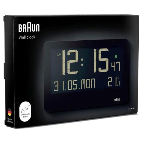 BRAUN BC 14 NERO OROLOGIO QUARZO PARETE DIGITAL MOD. 67702 EAN 4007218677020