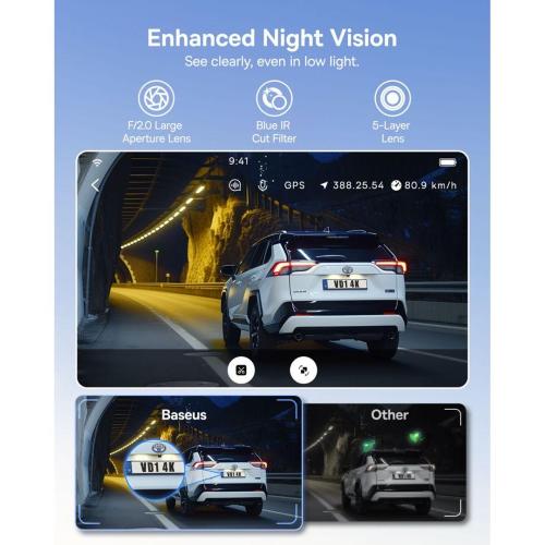 BASEUS PRIMETRIP VD1 PRO DASH CAM 4K SUPER CAPACITY, BLACK MOD. C0119804 EAN 6942521200252