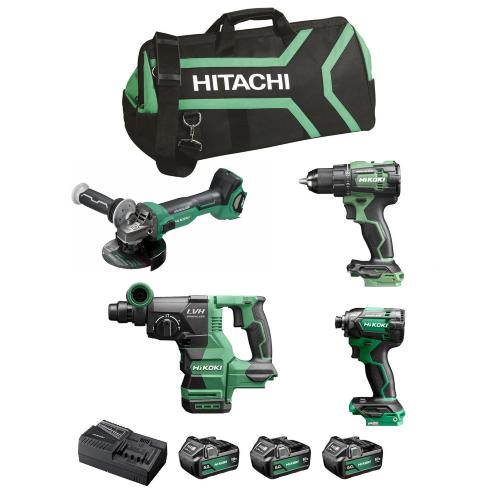 HIKOKI Kit KC18DEWHZ (DS18DE + WH18DC + G1813DA + DH1826DA + 3 x 5,0 Ah + UC18YFSL + Bolsa de transporte)