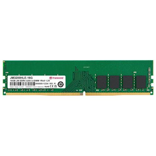 TRANSCEND 16GB DDR4 3200 MT/S UDIMM 288PIN 1R X8 UNBUFFERED MOD. JM3200HLE-16G EAN 0760557848448