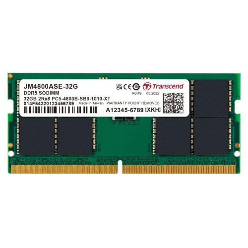 TRANSCEND JETRAM DDR5 4800 32GB SO-DIMM MOD. JM4800ASE-32G EAN 0760557844686