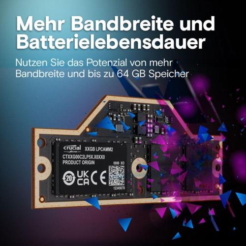 CRUCIAL LPCAMM2 LPDDR5X 32GB MEMORY MOD. CT32G75C2LP5X EAN 0649528945501