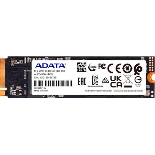 ADATA SSD LEGEND 960 1TB M.2 PCIE GEN.4X4 R/W 7400/6000 MOD. ALEG-960-1TCS EAN 4711085937506