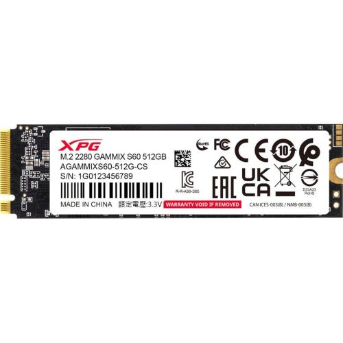 ADATA-XPG SSD PCIE GEN 4X4 512GB GAMMIX S60 R/W 4700/1700 MOD. AGAMMIXS60-512G-CS EAN 4711085946140
