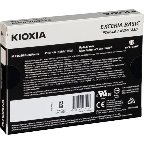 KIOXIA EXCERIA BASIC NVME 2TB M.2 2280 PCIE 4.0 LSF10Z002T8 MOD. LSF10Z002TG8 EAN 4582761161115