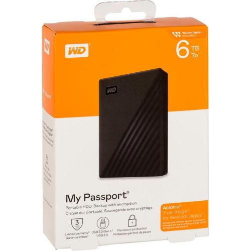 WESTERN DIGITAL MY PASSPORT 6TB NERO USB 3.2 GEN 1 MOD. WDBR9S0060BBK-WESN EAN 0718037903873