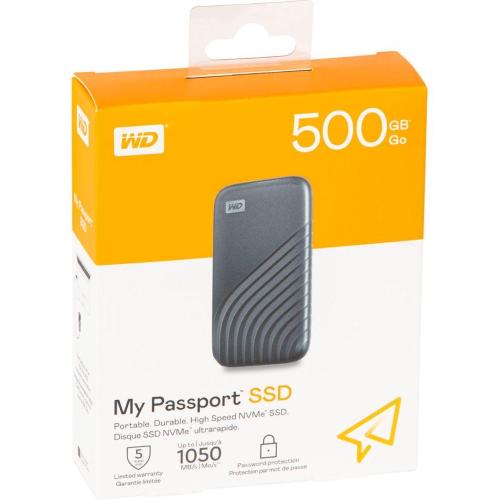 WESTERN DIGITAL MYPASSPORT 500GB SSD SPACEGREY WDBAGF5000AGY-WESN MOD. WDBAGF5000AGY-WESN EAN 0619659184063