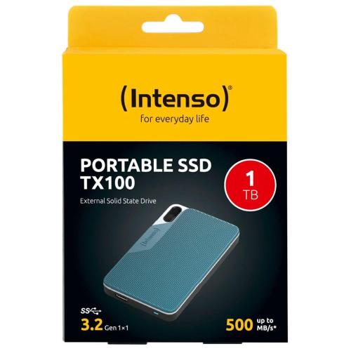 INTENSO SSD ESTERNO TX100 1TB USB 3.2 GEN 1X1 GRIGIO-BLU MOD. 3826460 EAN 4034303033584