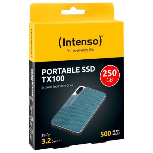INTENSO SSD ESTERNO TX100 250GB USB 3.2 GEN 1X1 GRIGIO-BLU MOD. 3826440 EAN 4034303033522