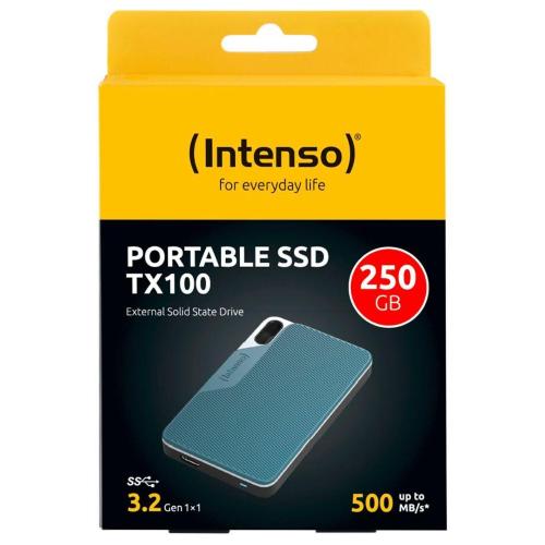 INTENSO SSD ESTERNO TX100 250GB USB 3.2 GEN 1X1 GRIGIO-BLU MOD. 3826440 EAN 4034303033522