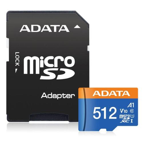 ADATA CARD MICROSDHC 512GB UHS-I CL10 100/20 MB/S W/1 ADAP. MOD. AUSDX512GUICL10A1-RA1 EAN 4711085944085