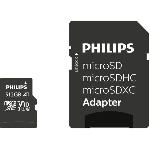 PHILIPS MICROSDXC CARD 512GB CLASS 10 UHS-I U1 INCL. ADATT. MOD. FM51MP45B/00 EAN 4895229133549