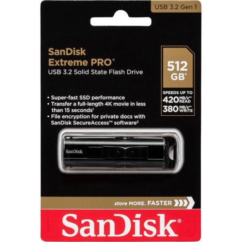 SANDISK CRUZER EXTREME PRO 512GB USB 3.2 SDCZ880-512G-G46 MOD. SDCZ880-512G-G46 EAN 0619659180331
