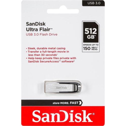 SANDISK CRUZER ULTRA FLAIR 512GB USB 3.0 SDCZ73-512G-G46 MOD. SDCZ73-512G-G46 EAN 0619659179489
