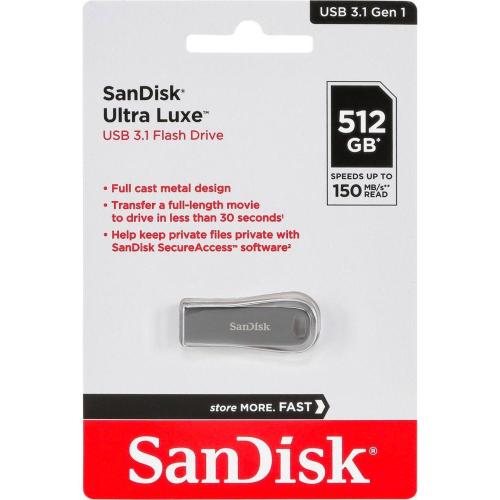 SANDISK CRUZER ULTRA LUXE 512GB USB 3.1 SDCZ74-512G-G46 MOD. SDCZ74-512G-G46 EAN 0619659179427
