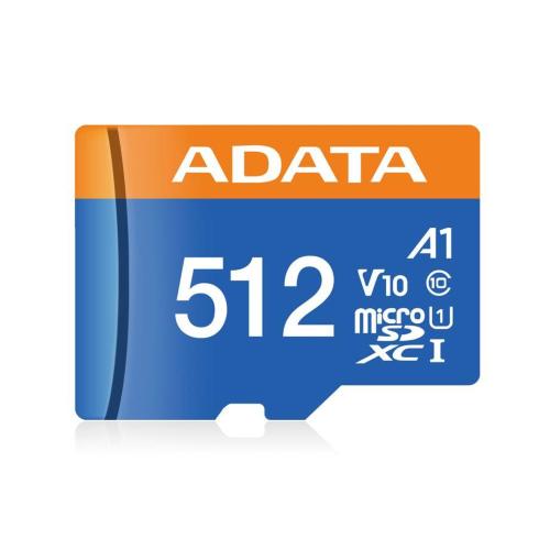 ADATA CARD MICROSDHC 512GB UHS-I CL10 100/20 MB/S W/1 ADAP. MOD. AUSDX512GUICL10A1-RA1 EAN 4711085944085
