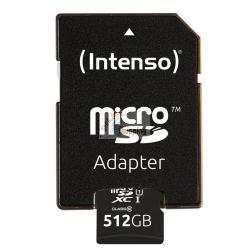 INTENSO MICROSDXC CARDS 512GB C10 UHS-I PREMIUM + ADATTATORE MOD. 3423493 EAN 4034303028832