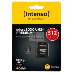 INTENSO MICROSDXC CARDS 512GB C10 UHS-I PREMIUM + ADATTATORE MOD. 3423493 EAN 4034303028832