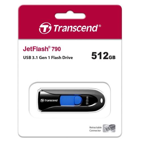 TRANSCEND JETFLASH 790 512GB USB 3.1 GEN 1 NERO MOD. TS512GJF790K EAN 0760557849704