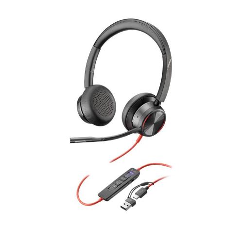 ORIGINALE HP Poly Accessori per computer nero 8X225AA Blackwire 8225 Cuffie stereo Poly Blackwire 8225 con connettore USB-C, certificate per Microsoft Teams + adattatore USB-C/A 8X225AA Blackwire 8225 EAN 197498429267