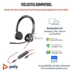 ORIGINALE HP Poly Accessori per computer nero 8X222AA Blackwire 3325 USB-C Cuffie stereo Poly Blackwire 3325 con connettore USB-C, certificate per Microsoft Teams + spina da 3,5 mm + adattatore USB-C/A 8X222AA Blackwire 3325 USB-C EAN 197498429168