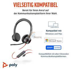 ORIGINALE HP Poly Accessori per computer nero 8X225AA Blackwire 8225 Cuffie stereo Poly Blackwire 8225 con connettore USB-C, certificate per Microsoft Teams + adattatore USB-C/A 8X225AA Blackwire 8225 EAN 197498429267