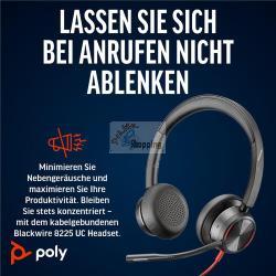 ORIGINALE HP Poly Accessori per computer nero 8X225AA Blackwire 8225 Cuffie stereo Poly Blackwire 8225 con connettore USB-C, certificate per Microsoft Teams + adattatore USB-C/A 8X225AA Blackwire 8225 EAN 197498429267