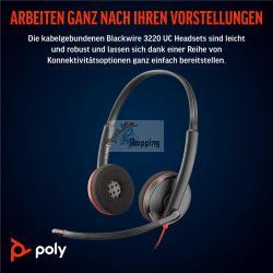 ORIGINALE HP Poly Accessori per computer nero 8X228AA Blackwire 3220 USB-C Cuffie stereo Poly Blackwire 3220 con connettore USB-C + adattatore USB-C/A 8X228AA Blackwire 3220 USB-C EAN 197498429373