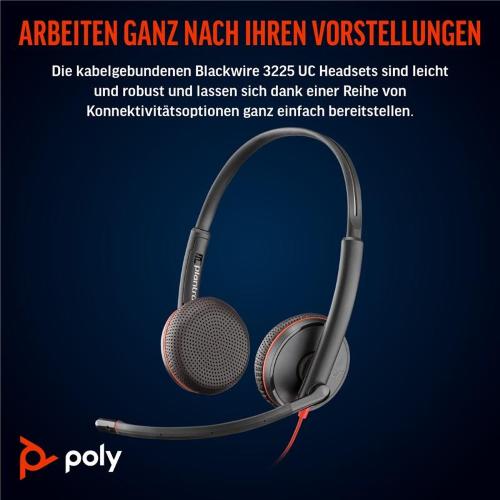 ORIGINALE HP Poly Accessori per computer nero 8X229A6 Blackwire 3225 USB-C Cuffie Poly Blackwire 3225 stereo USB-C + spinotto da 3,5 mm + adattatore USB-C/A (sfuse) 8X229A6 Blackwire 3225 USB-C EAN 197498433080