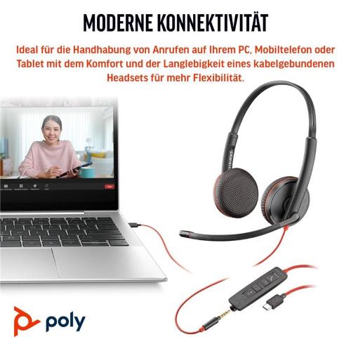 ORIGINALE HP Poly Accessori per computer nero 8X229A6 Blackwire 3225 USB-C Cuffie Poly Blackwire 3225 stereo USB-C + spinotto da 3,5 mm + adattatore USB-C/A (sfuse) 8X229A6 Blackwire 3225 USB-C EAN 197498433080