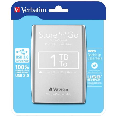 VERBATIM STORE N GO 2,5 1TB USB 3.0 ARGENTO 53071 MOD. 53071 EAN 0023942530718