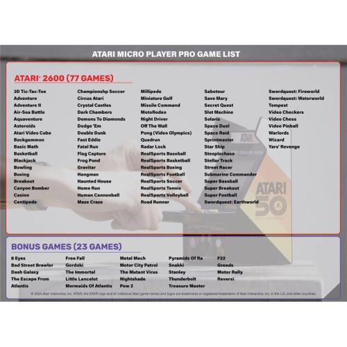 DREAMGEAR MY ARCADE MICRO PRO 6.7 ATARI 100 IN 1 MOD. DGUNL-7013 EAN 0845620070138