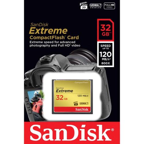 SANDISK EXTREME CF 32GB 120MB/S UDMA7 SDCFXSB-032G-G46 MOD. SDCFXSB-032G-G46 EAN 0619659123680