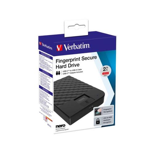 VERBATIM FINGERPRINT SECURE 2TB USB 3.1 GEN 1 USB-C 2,5 MOD. 53651 EAN 0023942536512