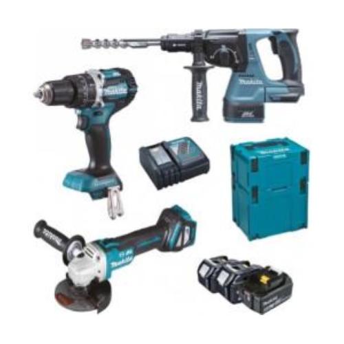 Kit combinato cordless Makita DLX3119TJ con 3 batterie da 5Ah 18V Li-Ion con 2 Makpac