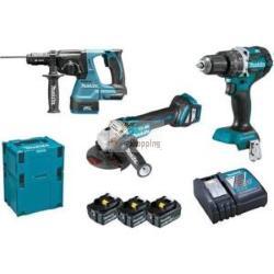 Kit combinato cordless Makita DLX3119TJ con 3 batterie da 5Ah 18V Li-Ion con 2 Makpac