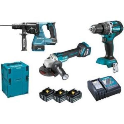 Kit combinato cordless Makita DLX3119TJ con 3 batterie da 5Ah 18V Li-Ion con 2 Makpac