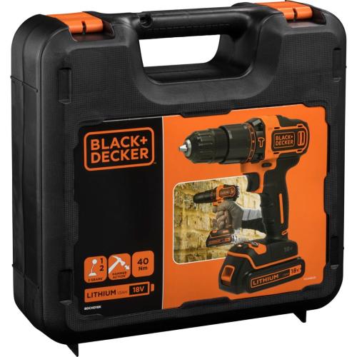 Black+Decker BDCHD18K Trapano Avvitatore a Percussione 18V con valigetta