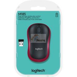 Logitech M185 Mouse Wireless Rosso