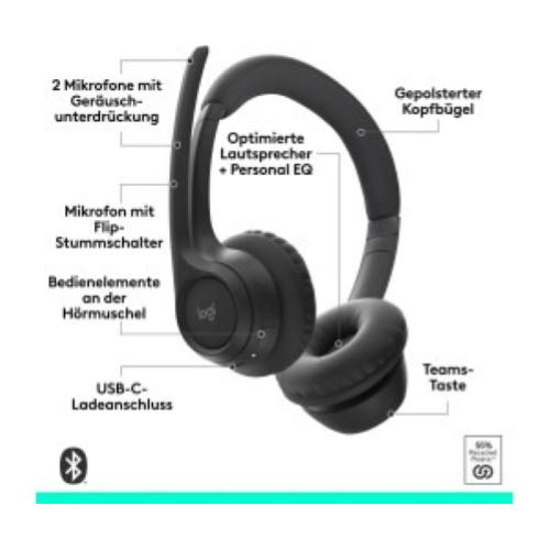 Logitech Zone 305 981-001458 Cuffie Bluetooth Teams