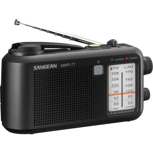 SANGEAN MMR-77 NERO OPACO RADIO EMERGENZA / MANOVELLA MOD. MMR-77 MATT BLACK EAN 4711317997339