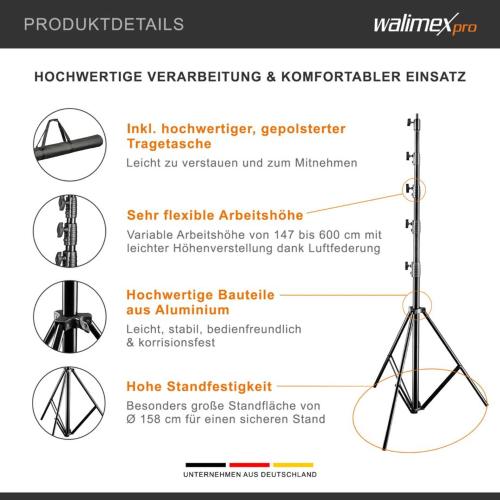 WALIMEX PRO JUMBO AIR 600CM LAMPENSTATIV MOD. 1017362 EAN 4250234573627