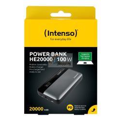 INTENSO POWERBANK HE20000 GRAU 20000 MAH LADELEISTUNG 100 WATT MOD. 7330050 EAN 4034303035311